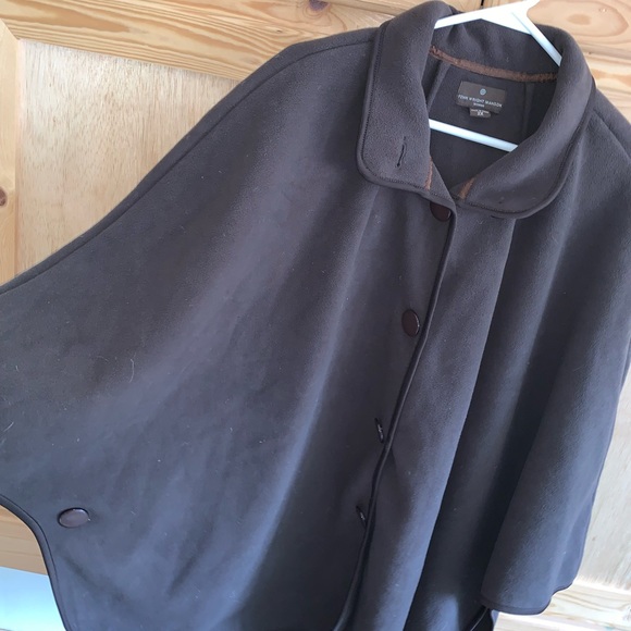 Fenn Wright Manson brown collared fleece cape poncho size 2X - Picture 2 of 4